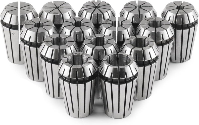 HOZLY 14PCS ER20 Spring Collet Set for CNC Engraving Milling Lathe Chuck Tool Size includes:1/16",3/32",1/8", 5/32",3/16",7/32", 1/4",9/32", 5/16",11/32",3/8",13/32",7/16",1/2"(ER20) - Image 1